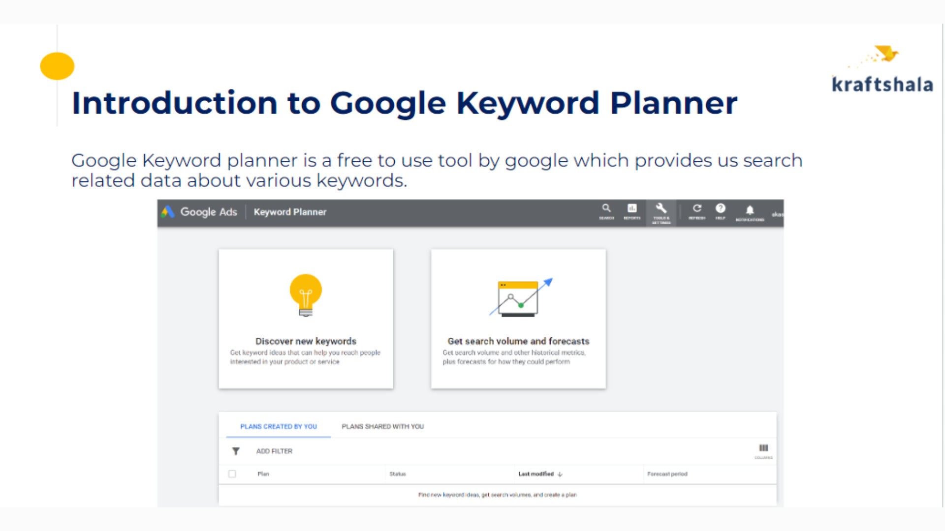 Example of Keyword Research Module that is included in Kraftshala’s digital marketing course syllabus